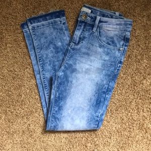 Different shades of blue,blue jeans.